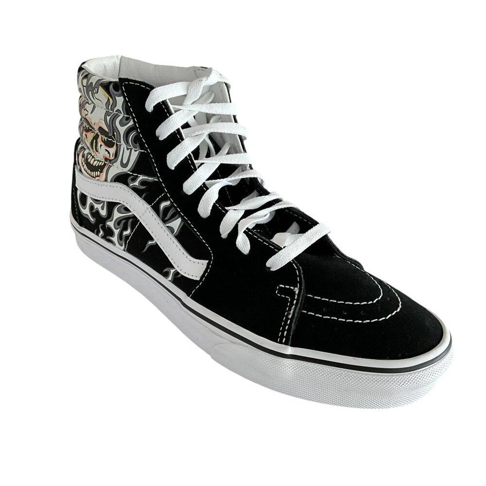 New Glow In The Dark Dia De Los Muertos Vans SK8-Hi-Top Sneakers In Flame Skull